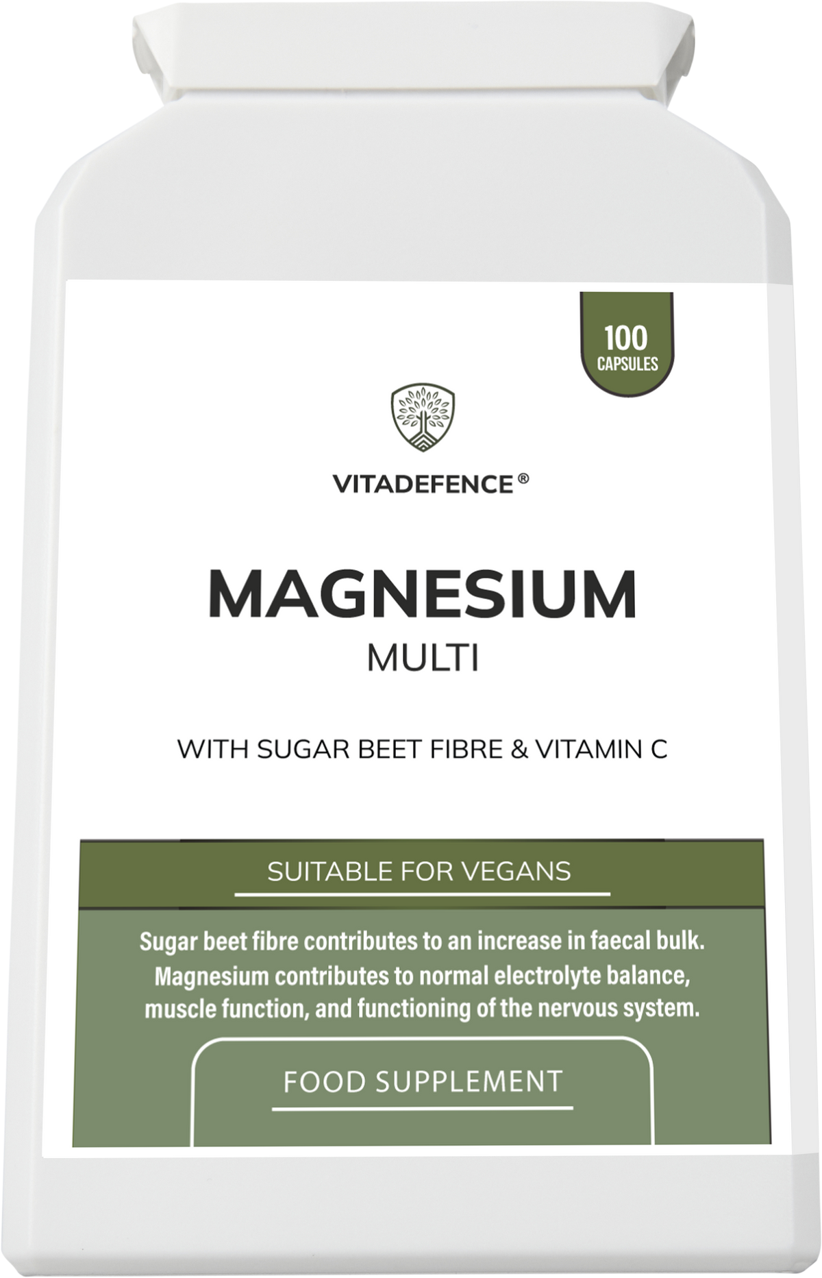 Magnesium Multi | With Vitamin C & Sugar Beet Fibre – 100 Vegan Capsules