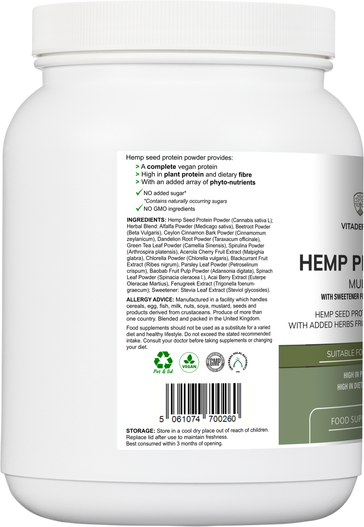 Hemp Protein Multi | Plant-Based Protein Powder with Fruits, Herbs & Vegetables – 500 g