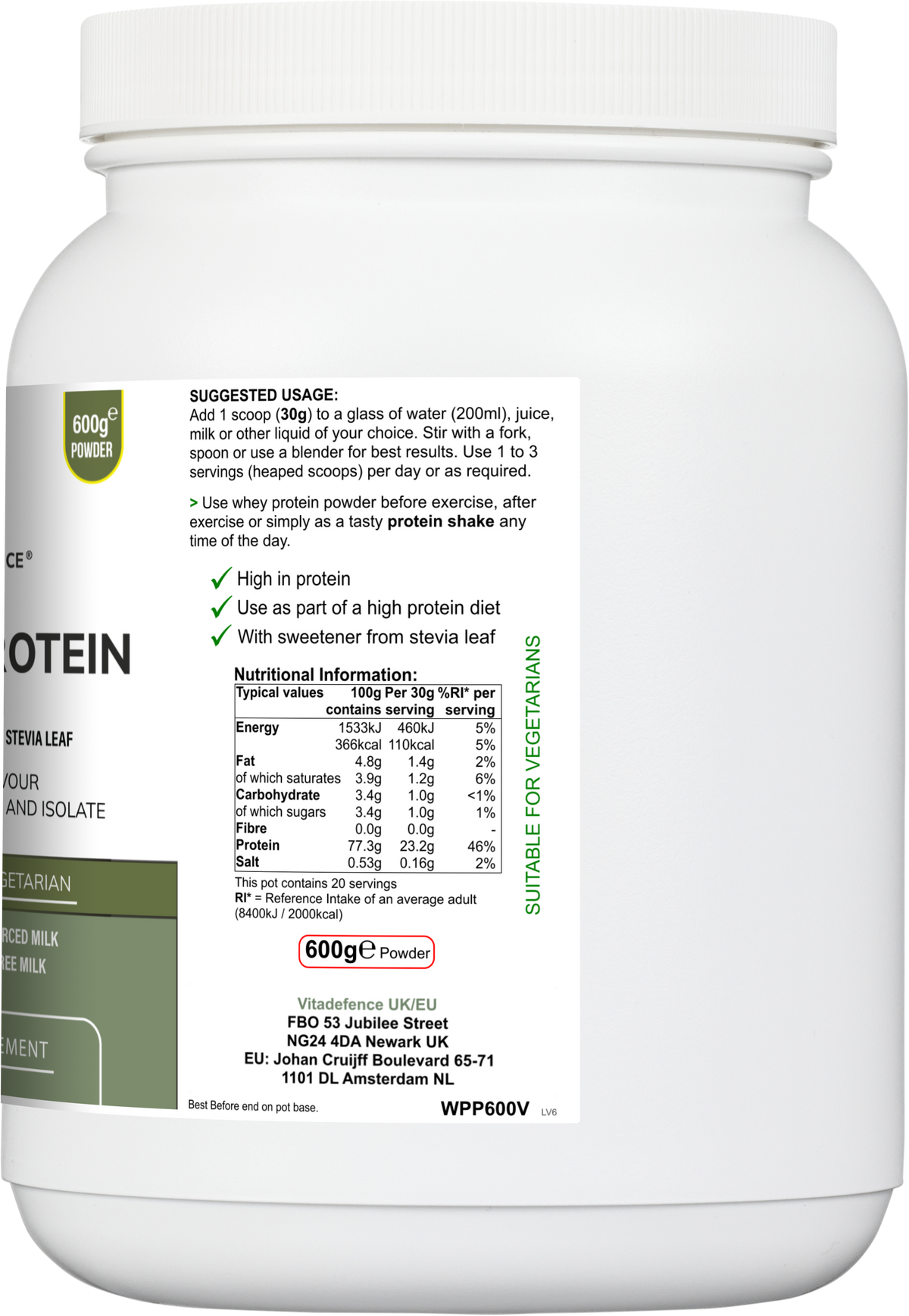 Whey Protein Multi | Vanilla Flavour Protein Powder with Stevia – 600 g